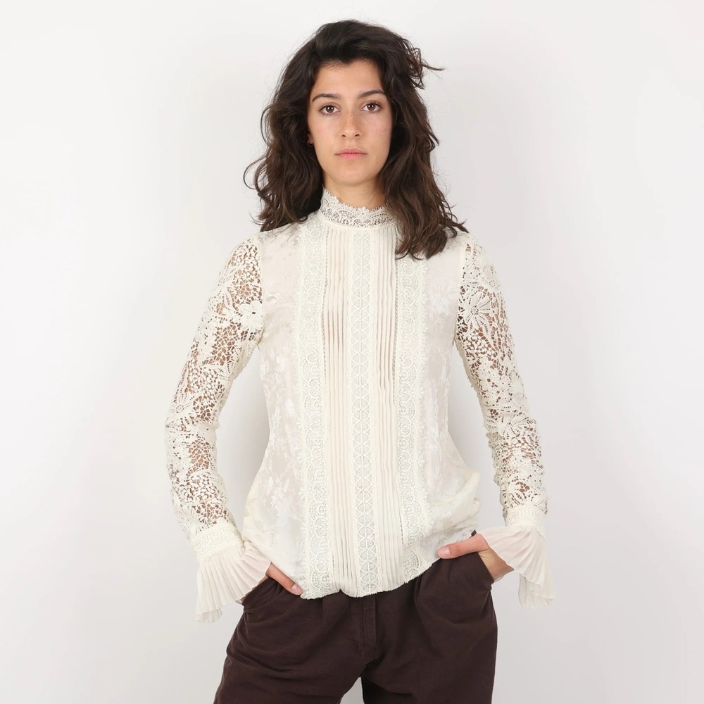 ERDEM x H&M NWT Silk Lace Long Sleeve Victorian Style Cream Size 4